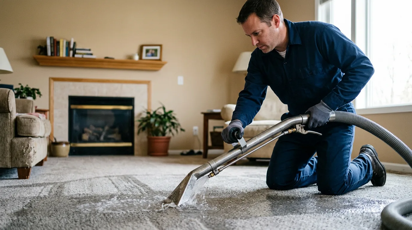 Water damage restoration technician working near Columbia, CT